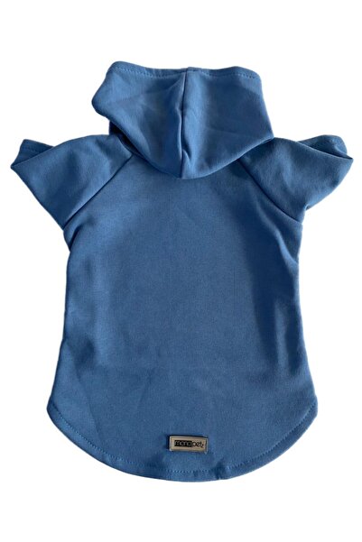 Monopetz سويت شيرت بغطاء للرأس للكلاب والقطط - أزرق سادة