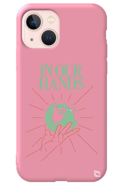 WANNA PROTECT iPhone 13 Pink Color Premium Velvet Inside World Patterned Sili...