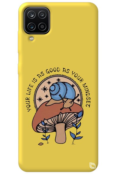 WANNA PROTECT Samsung Galaxy A12 Compatible Yellow Color Premium Velvet Mushr...