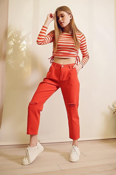Trend Alaçatı Stili Jeans - Orange - Mom