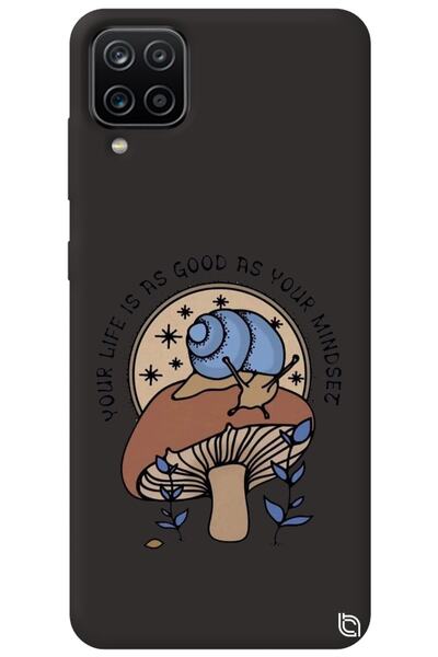 WANNA PROTECT Samsung Galaxy A12 Black Color Premium Velvet Mushroom Patterne...