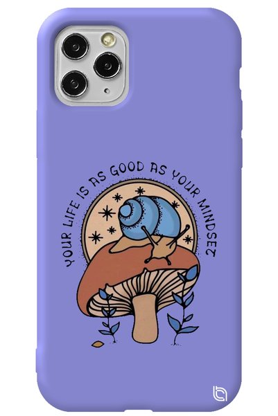 WANNA PROTECT iPhone 11 Pro Max Lilac Colored Premium Velvet Mushroom Pattern...