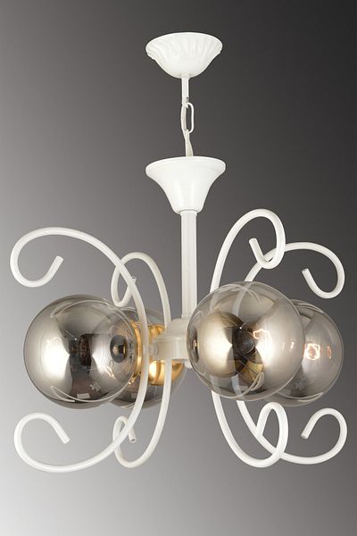 SONSUZ AYDINLATMA&AVİZE Violet White 4-Piece Smoked Globe Glass Modern Luxury Chandelier