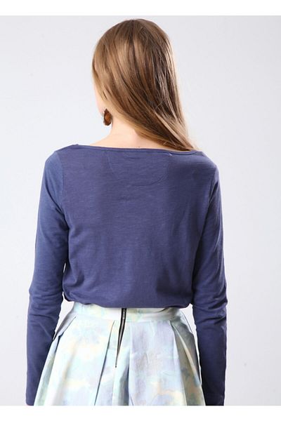 AVORWE Tricou casual cu mânecă lungă cu detaliu cu șnur