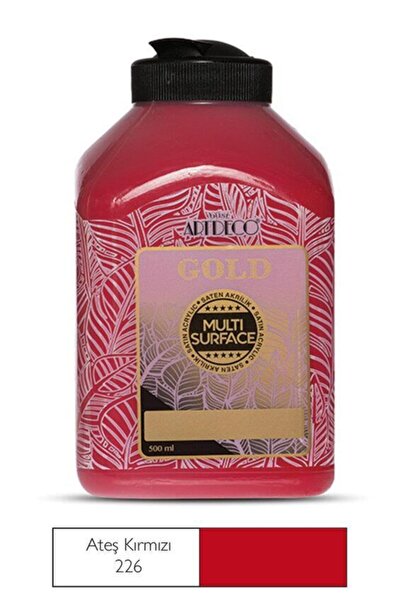 Artdeco GOLD MULTİ SURFACE AKRİLİK BOYA 500 ML. 226 ATEŞ KIRMIZI