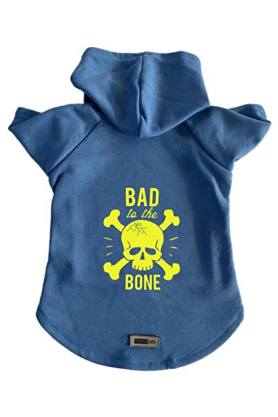 Monopetz سويت شيرت بغطاء للرأس للكلاب والقطط مقاس M أزرق سيئ للعظم