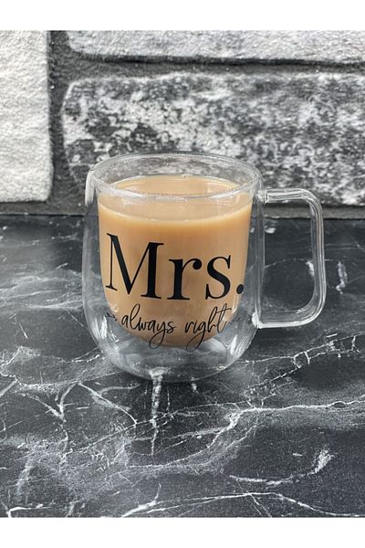 YzHome Perotti Mrs Always Right Double Walled Glass Double Mug 300ml