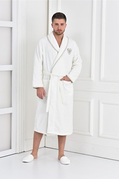 Ecocotton روب حمام رجالي قطن من Ayliz - كريمي