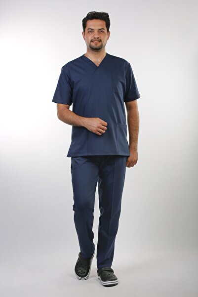 Eflex Costum chirurgical pentru bărbați, albastru indigo - Lycra și fără nece...