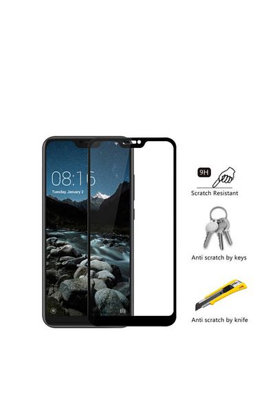 Fibaks واقي شاشة زجاجي كامل التغطية متوافق مع هاتف Xiaomi Mi 8 Lite