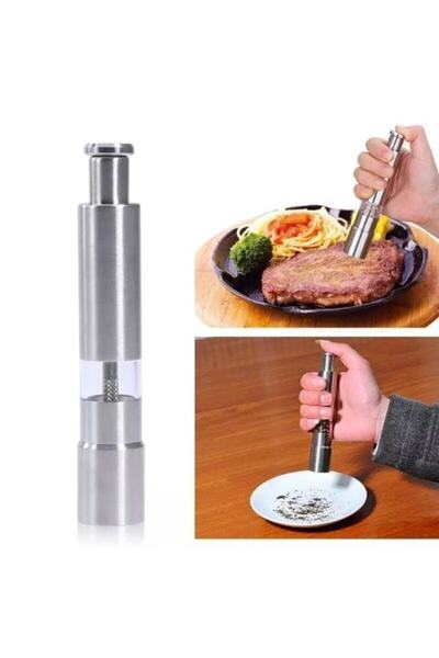 NEWSTORE HOME Black Pepper-Salt Spice Grinder Push Steel Mill (1 Piece)