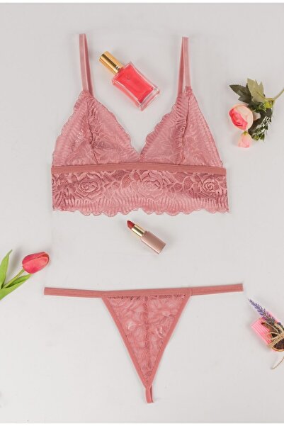 Yapıcı Underwear مجموعة 1100 لون مسحوق بدون غطاء بدون أسلاك داخلية من الدانتيل