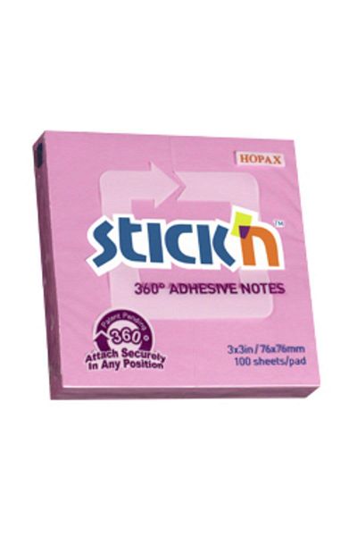Gıpta Hopax Stickn Adhesive Note Paper 360° 100 Sheets 76x76 Mm Pink