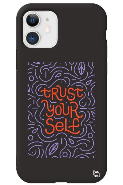 WANNA PROTECT iPhone 11 Black Color Premium Velvet Inside Trust Patterned Sil...