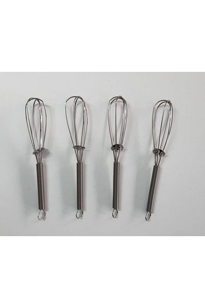 EveFix 4 Pieces Pewter Mini Wire Whisk Mixer 11.5 Cm