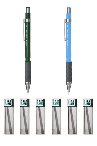 GLANCE Tombow Sh-300 Grip Mechanical Pencil 0.7mm Dark Green Blue Tombow Mono Lead 07 Nib Gift 6 Pieces