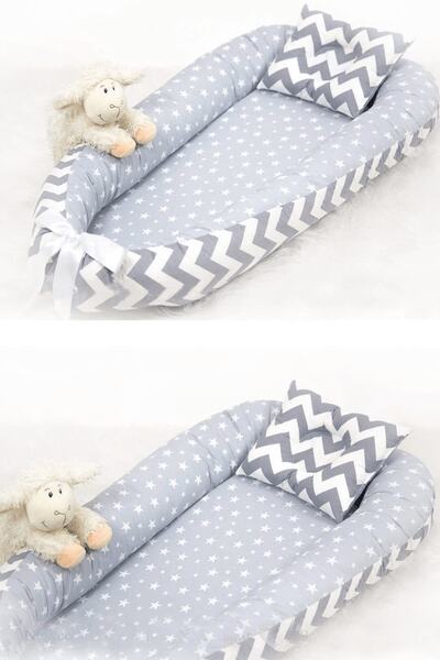 Babynest Yatak ve Ortopedik Yastık Mint ve Gri Yıldız