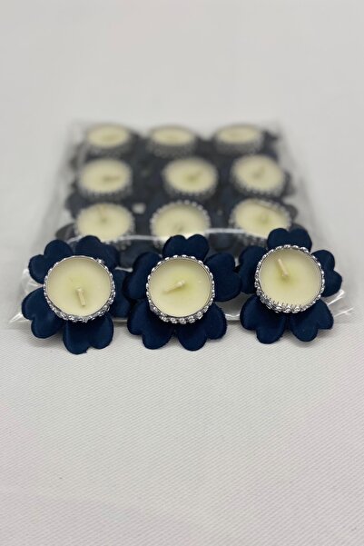 ZEYMERADE Lacivert Nedime El Mumu, 12 Adet, Düğün, Kına Gecesi, Kına Mumu, Br...