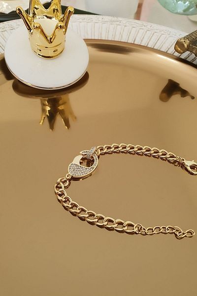 Trendy Butik سوار سلسلة موديل عتيق مع شكل مشبك من حجر الزركون