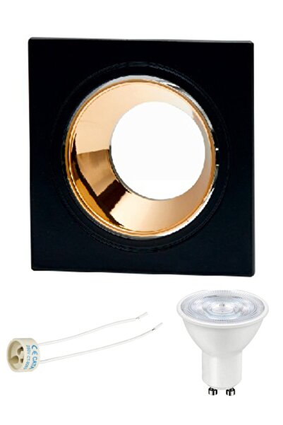 Cata Jaguar Kare Siyah-rose Spot + Beyaz Işık Gu10 Duy Ampul + Gu10 Duy Flora...