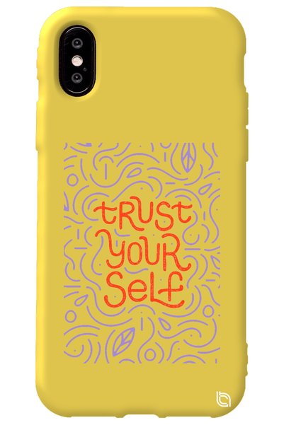 WANNA PROTECT iPhone XS Yellow Color Premium Velvet Inside Trust Patterned Si...