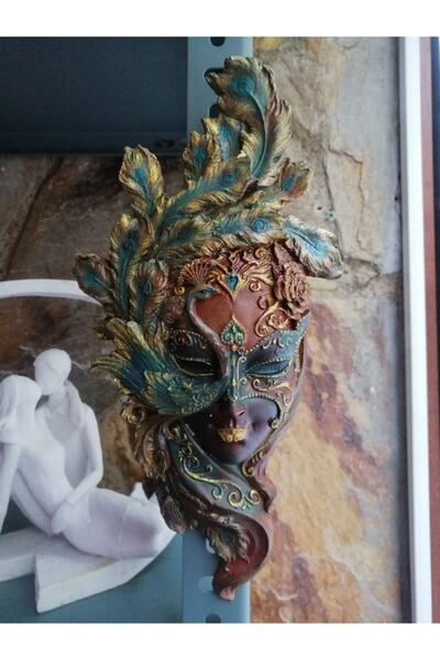 ekinoksart Venedik Karnaval Mask Polyester Bronz - El Yapımı