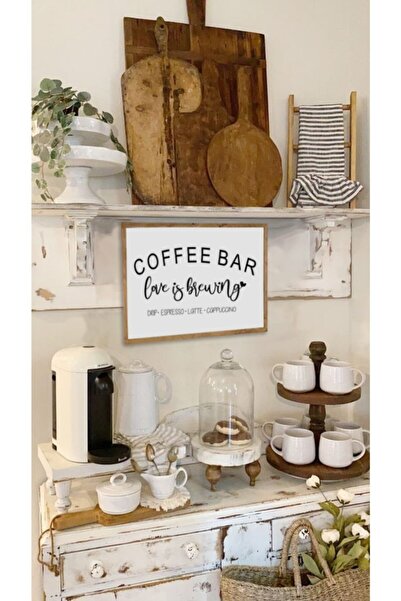 woodhomeworks Kahve Köşesi Gerçek Ahşap Mutfak Dekor Tkk