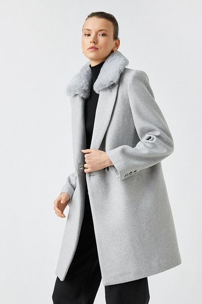 Koton Women's Gray Coat 2KAK06930EW