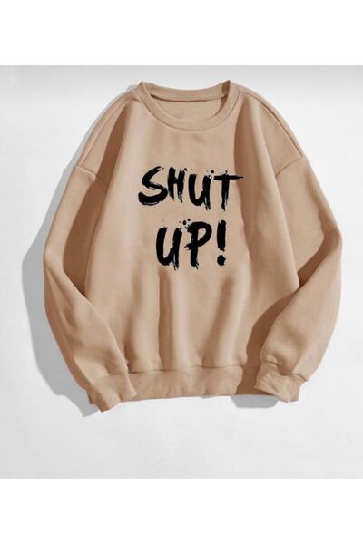 LOUİSA Hanorac oversize unisex Shut Up bej