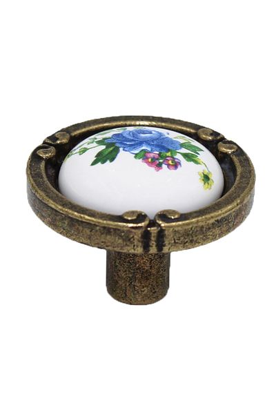 Porcellana Perla White Porcelain Handle - Cabinet Drawer, Emerald Button Kitchen Kids Furniture