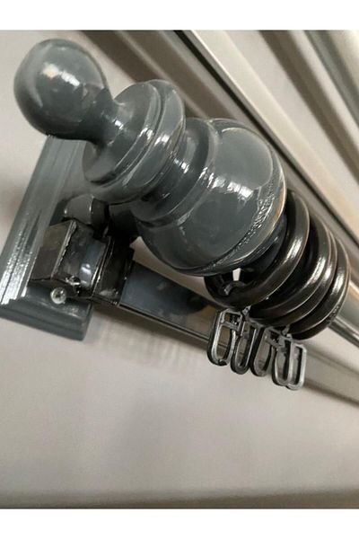 KİP PERDE & AKSESUARLARI Curtain Anthracite Rustic Hanger Pipe and Single Rail Set 275 cm