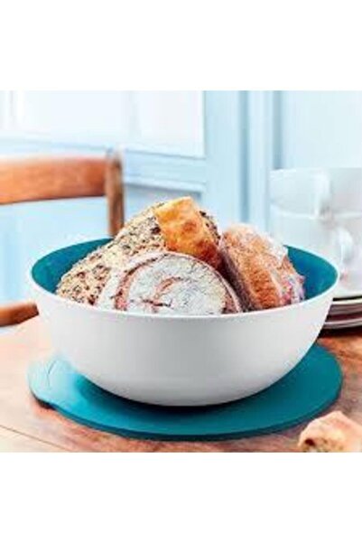 mutfaktakimucizeler وعاء تقديم شفاف باللون الأبيض الفيروزي من تابروير 5 لتر