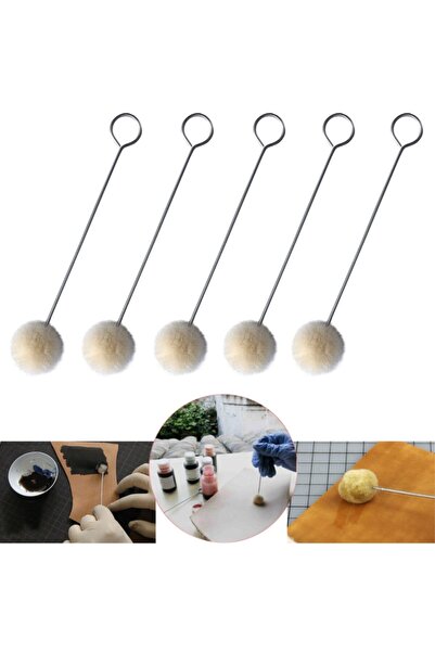 ipekbazaar 5 قطع من كرة فرشاة الصوف للرسم الجلدي - أداة يدوية جلدية