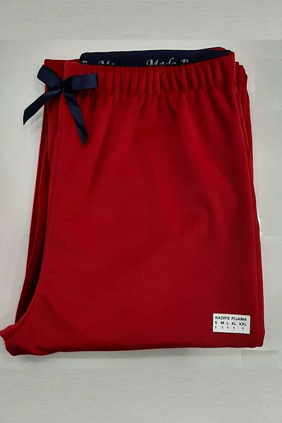 Made By me Women's Red French Velvet Pants Fit Pajama Bottoms