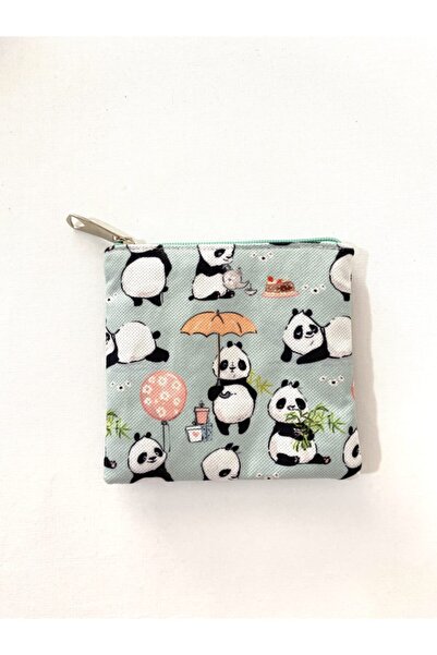 TALKING DREAMS Mint Color Panda Patterned Mini Wallet Pad Bag