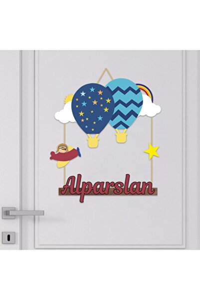 Kapbirhediye Bebek Odası Ahşap Kapı Süsü Hava Balonu