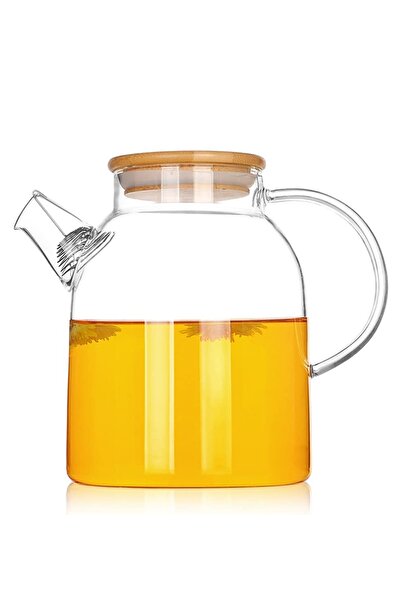 Porsima Rayan Bambu Kapaklı 1500 ml Cam Demlik