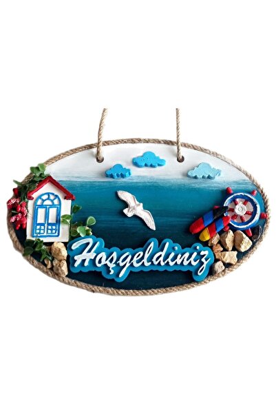 Mixperi Χειροποίητο στολίδι πόρτας με γράμματα καλωσορίσματος από την παράκτια πόλη