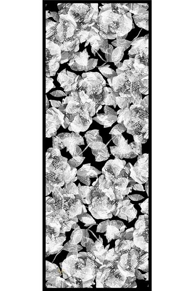 19V69 ITALIA Black Gray White Shawl Floral Pattern Elegante Series with Scarf Strap 75x200 cm