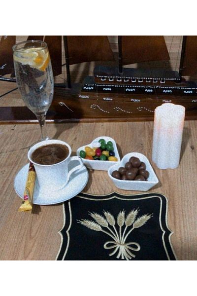 HİFA منديل كوكتيل منقوش بطبعة سبايك مكون من قطعتين (أسود فوق)