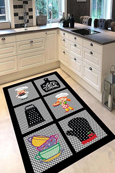 stylehome Dijital Baskılı Kaymaz Taban Yıkanabilir Mutfak Halısı