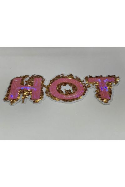 Gönülden Tasarım 24x10 Cm Hot Written Pink Sequined Applique Adheres with Iron