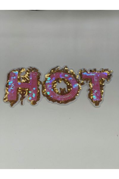 Gönülden Tasarım 24x10 Cm Hot Written Pink Sequined Applique Adheres with Iron