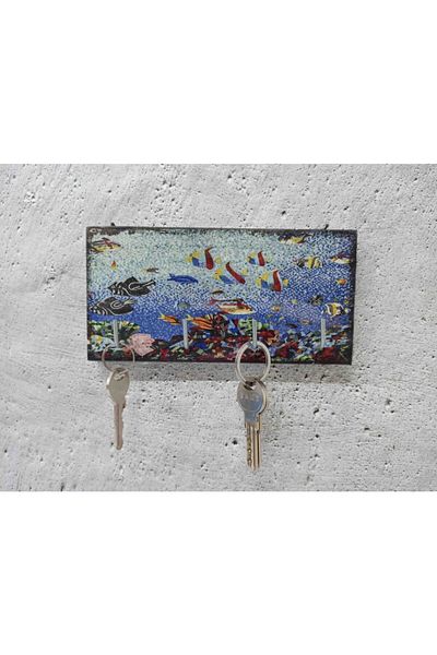 CajuArt Decorative Mosaic Hanger - Wooden Keychain, Aquarium Fish
