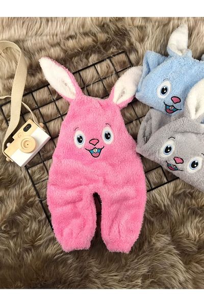 Minizade Welsoft Plush Girl Rabbit Salopet Baby Jumpsuit