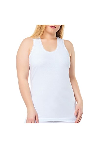 Tutku Tkd0142  Kroşetalı Bayan Atlet (6 Adet)  Beyaz