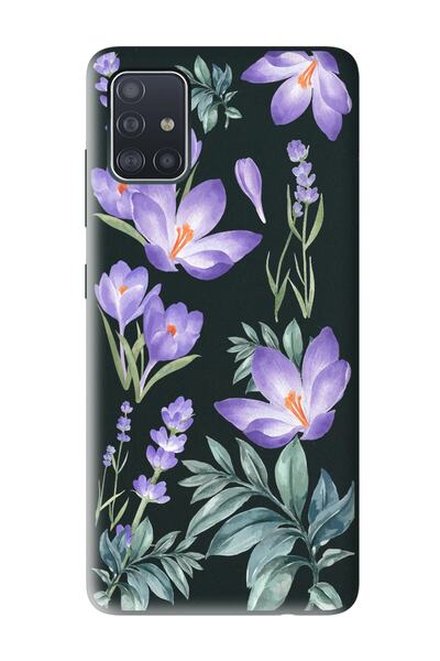 Spoyi حافظة هاتف إطلاق سوداء متوافقة مع هاتف Samsung A51 بتصميم زهرة الشتاء