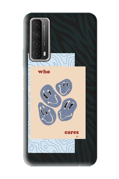 Spoyi حافظة هاتف Huawei P Smart 2021 متوافقة مع تصميم Who Cares باللون الأسود