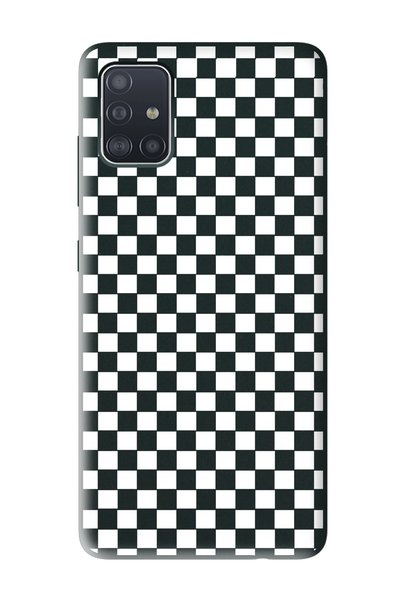 Spoyi حافظة هاتف إطلاق سوداء بتصميم مربعات متوافقة مع هاتف Samsung A51