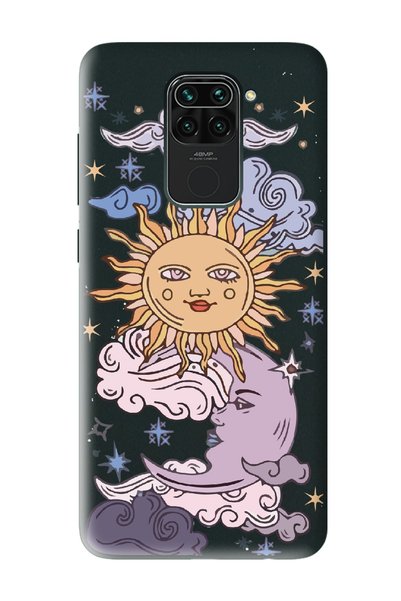 Spoyi حافظة هاتف Xiaomi Redmi Note 9 متوافقة مع تصميم Sun Retro باللون الأسود